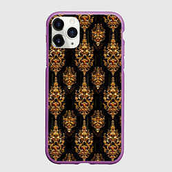 Чехол iPhone 11 Pro матовый Тайский золотой орнамент, цвет: 3D-фиолетовый