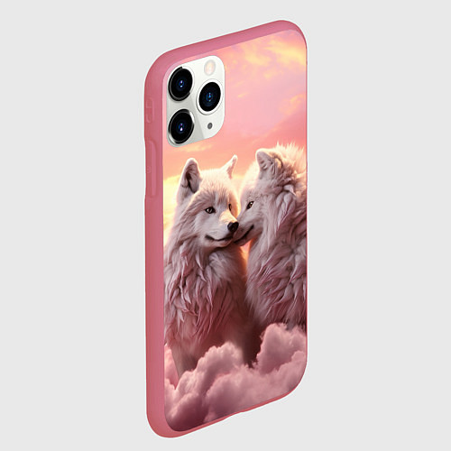 Чехол iPhone 11 Pro матовый Волчья страсть / 3D-Малиновый – фото 2