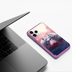 Чехол iPhone 11 Pro матовый Волчья пара, цвет: 3D-фиолетовый — фото 2