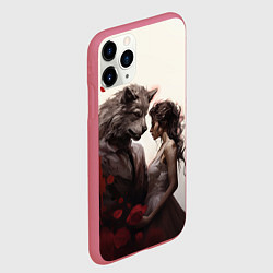 Чехол iPhone 11 Pro матовый Оборотень и девушка, цвет: 3D-малиновый — фото 2
