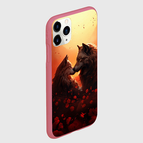 Чехол iPhone 11 Pro матовый Волчья страсть / 3D-Малиновый – фото 2