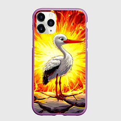 Чехол iPhone 11 Pro матовый Аист в огне, цвет: 3D-фиолетовый