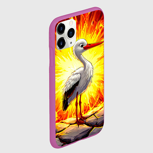 Чехол iPhone 11 Pro матовый Аист в огне / 3D-Фиолетовый – фото 2