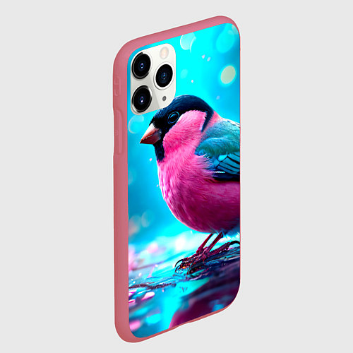 Чехол iPhone 11 Pro матовый Розовый снегирь / 3D-Малиновый – фото 2