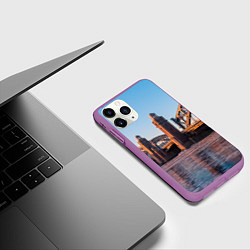 Чехол iPhone 11 Pro матовый Большеохтинский мост в Санкт-Петербурге, цвет: 3D-фиолетовый — фото 2
