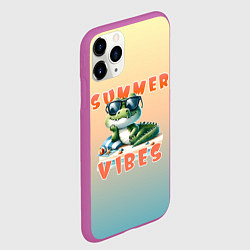 Чехол iPhone 11 Pro матовый Крокодил на пляже, цвет: 3D-фиолетовый — фото 2