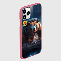 Чехол iPhone 11 Pro матовый Русский медведь-победитель, цвет: 3D-малиновый — фото 2