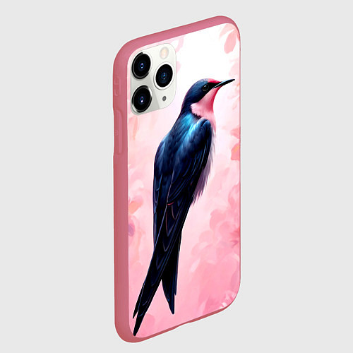 Чехол iPhone 11 Pro матовый Ласточка в розовом / 3D-Малиновый – фото 2