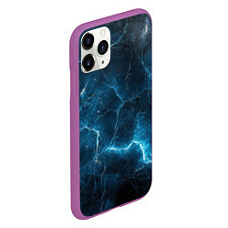 Чехол iPhone 11 Pro матовый Синяя текстура излом света, цвет: 3D-фиолетовый — фото 2