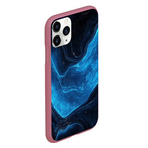 Чехол iPhone 11 Pro матовый Синяя холодная текстура / 3D-Малиновый – фото 2