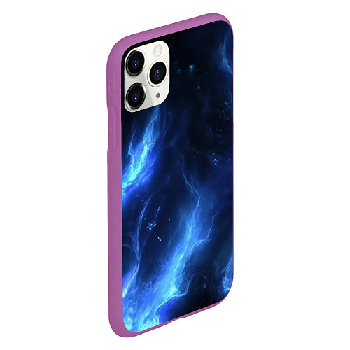 Чехол iPhone 11 Pro матовый Синий абстрактный огонь / 3D-Фиолетовый – фото 2