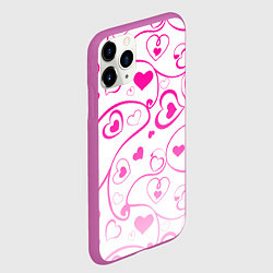 Чехол iPhone 11 Pro матовый Узорные сердца, цвет: 3D-фиолетовый — фото 2