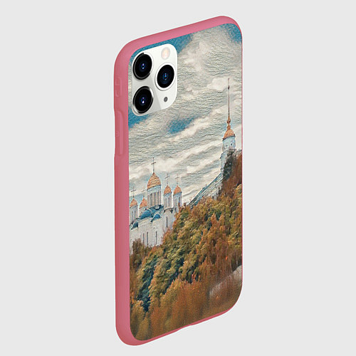 Чехол iPhone 11 Pro матовый Храм на горе / 3D-Малиновый – фото 2