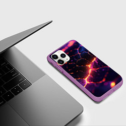 Чехол iPhone 11 Pro матовый Текстура вулкана, цвет: 3D-фиолетовый — фото 2