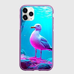 Чехол iPhone 11 Pro матовый Подводная чайка, цвет: 3D-фиолетовый