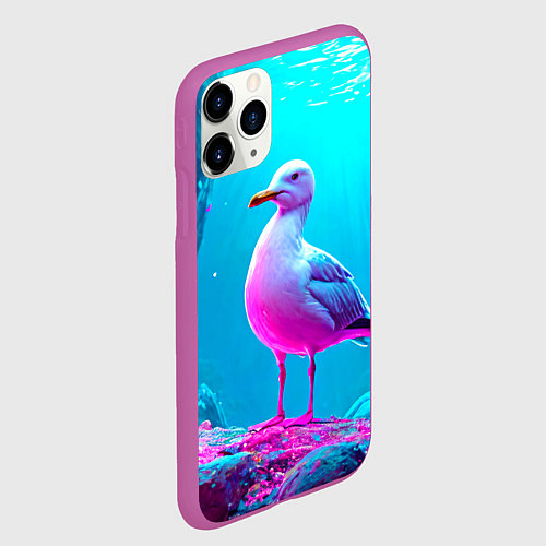 Чехол iPhone 11 Pro матовый Подводная чайка / 3D-Фиолетовый – фото 2