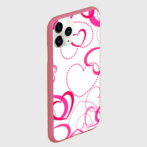 Чехол iPhone 11 Pro матовый Подборка сердец / 3D-Малиновый – фото 2