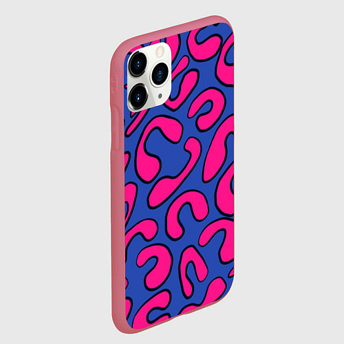 Чехол iPhone 11 Pro матовый Цветные каракули / 3D-Малиновый – фото 2