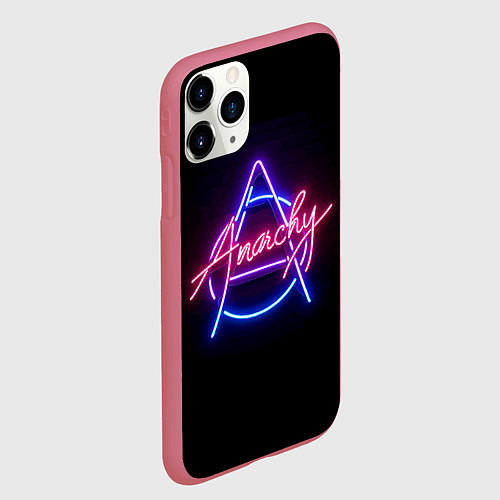 Чехол iPhone 11 Pro матовый Анархия - неоновое свечение / 3D-Малиновый – фото 2
