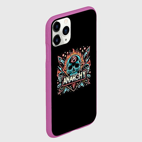 Чехол iPhone 11 Pro матовый Анархия - черепа / 3D-Фиолетовый – фото 2