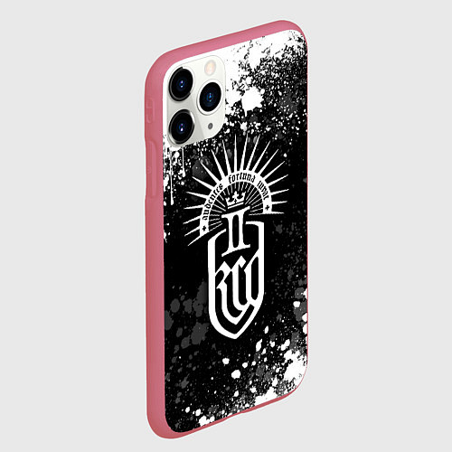 Чехол iPhone 11 Pro матовый Kingdom come 2 - белые брызги / 3D-Малиновый – фото 2