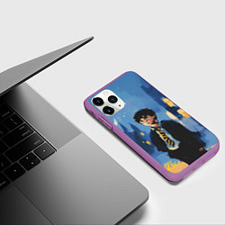 Чехол iPhone 11 Pro матовый Гарри Поттер рисунок акварелью, цвет: 3D-фиолетовый — фото 2