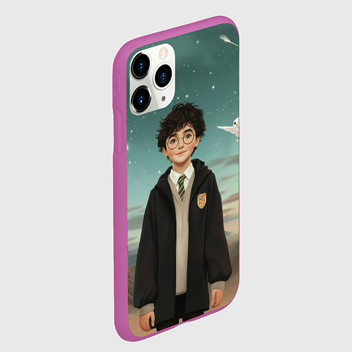 Чехол iPhone 11 Pro матовый Гарри Поттер и белая сова / 3D-Фиолетовый – фото 2