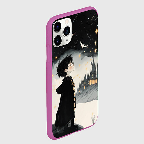 Чехол iPhone 11 Pro матовый Гарри Поттер и совы / 3D-Фиолетовый – фото 2