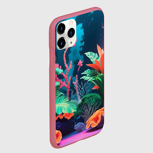 Чехол iPhone 11 Pro матовый Морские растения / 3D-Малиновый – фото 2