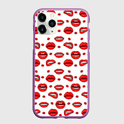 Чехол iPhone 11 Pro матовый Губной паттерн, цвет: 3D-фиолетовый