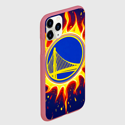 Чехол iPhone 11 Pro матовый Голден Стэйт Уорриорз в огне / 3D-Малиновый – фото 2
