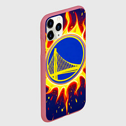 Чехол iPhone 11 Pro матовый Голден Стэйт Уорриорз в огне, цвет: 3D-малиновый — фото 2