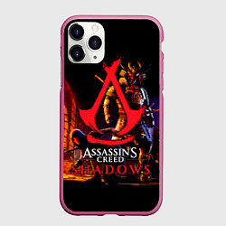 Чехол iPhone 11 Pro матовый Assassins Creed Shadows - samurai, цвет: 3D-малиновый