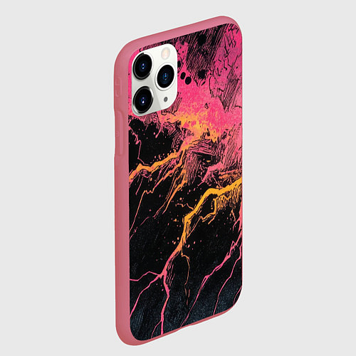 Чехол iPhone 11 Pro матовый Абстрактные молнии текстура / 3D-Малиновый – фото 2