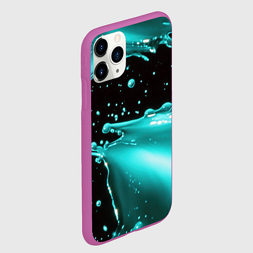 Чехол iPhone 11 Pro матовый Разрыв голубой краски / 3D-Фиолетовый – фото 2