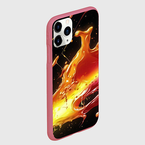Чехол iPhone 11 Pro матовый Динамичная краска текстура / 3D-Малиновый – фото 2