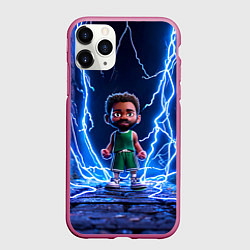 Чехол iPhone 11 Pro матовый Браун Джейлен в разрядах молний, цвет: 3D-малиновый