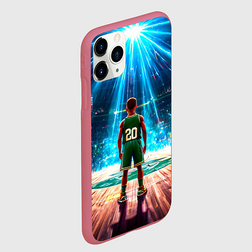 Чехол iPhone 11 Pro матовый Двадцатый из Бостон Селтикс / 3D-Малиновый – фото 2