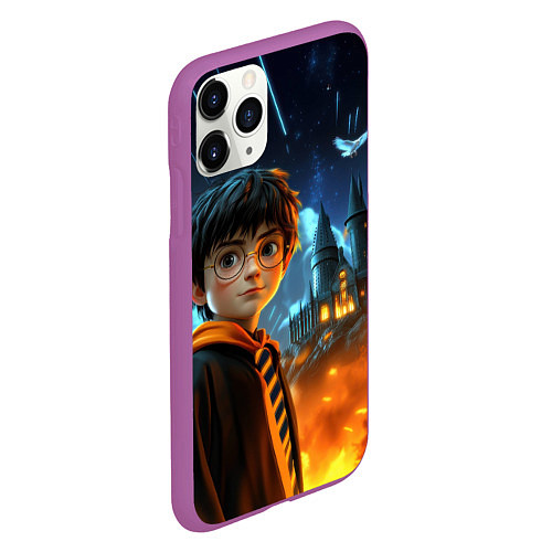 Чехол iPhone 11 Pro матовый Гарри Поттер замок в небе / 3D-Фиолетовый – фото 2