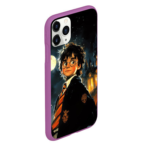 Чехол iPhone 11 Pro матовый Гарри Поттер глубокая ночь / 3D-Фиолетовый – фото 2