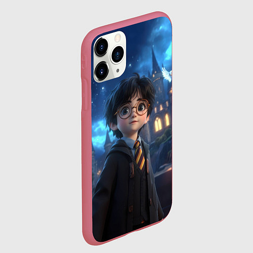 Чехол iPhone 11 Pro матовый Гарри Поттер в галстуке / 3D-Малиновый – фото 2