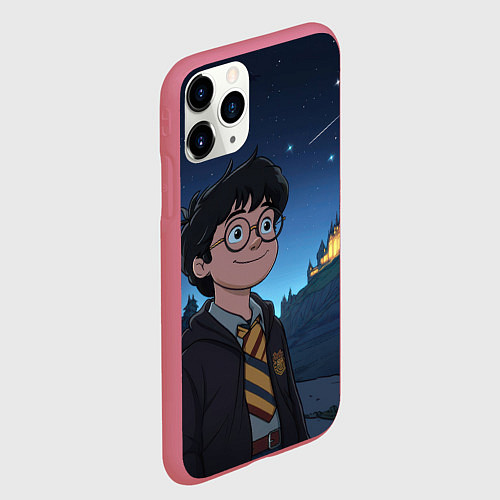 Чехол iPhone 11 Pro матовый Довольный Гарри Поттер / 3D-Малиновый – фото 2