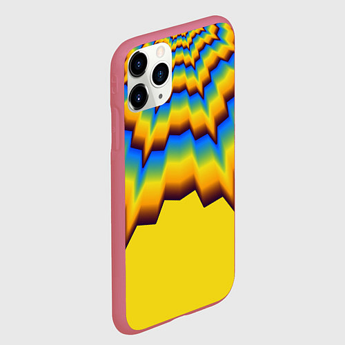 Чехол iPhone 11 Pro матовый Узоры на желтом / 3D-Малиновый – фото 2