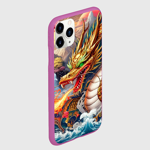 Чехол iPhone 11 Pro матовый Dragon tattoo - irezumi / 3D-Фиолетовый – фото 2