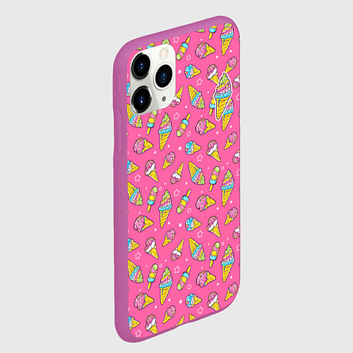 Чехол iPhone 11 Pro матовый Я люблю мороженку / 3D-Фиолетовый – фото 2