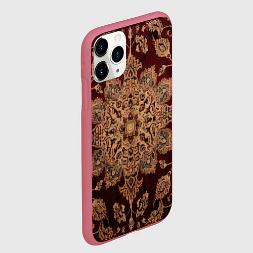 Чехол iPhone 11 Pro матовый Симметричный узор / 3D-Малиновый – фото 2