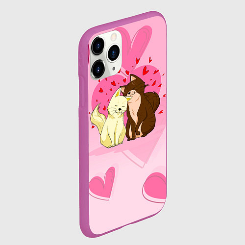 Чехол iPhone 11 Pro матовый Любовь мурчащая / 3D-Фиолетовый – фото 2
