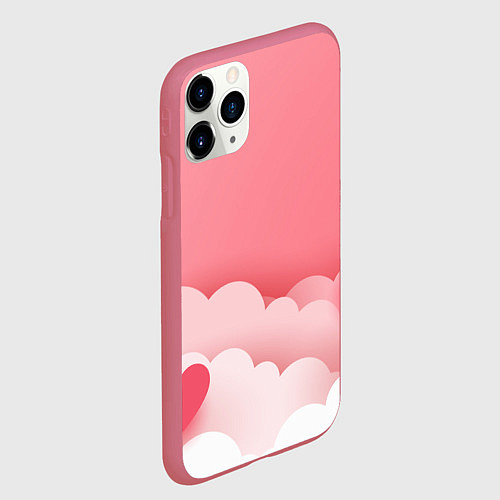 Чехол iPhone 11 Pro матовый Облака любви / 3D-Малиновый – фото 2