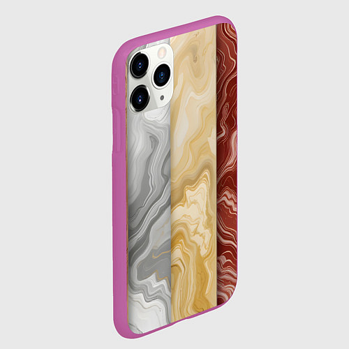 Чехол iPhone 11 Pro матовый Мрамор и дерево / 3D-Фиолетовый – фото 2