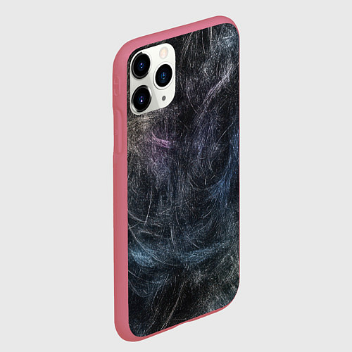 Чехол iPhone 11 Pro матовый Разноцветные хаотичные линии / 3D-Малиновый – фото 2